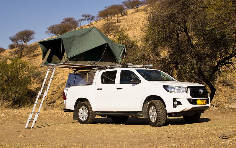 Toyota-Hilux-Double-Cab with Rooftop tent